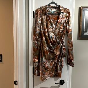 Rust Tie dye wrap dress